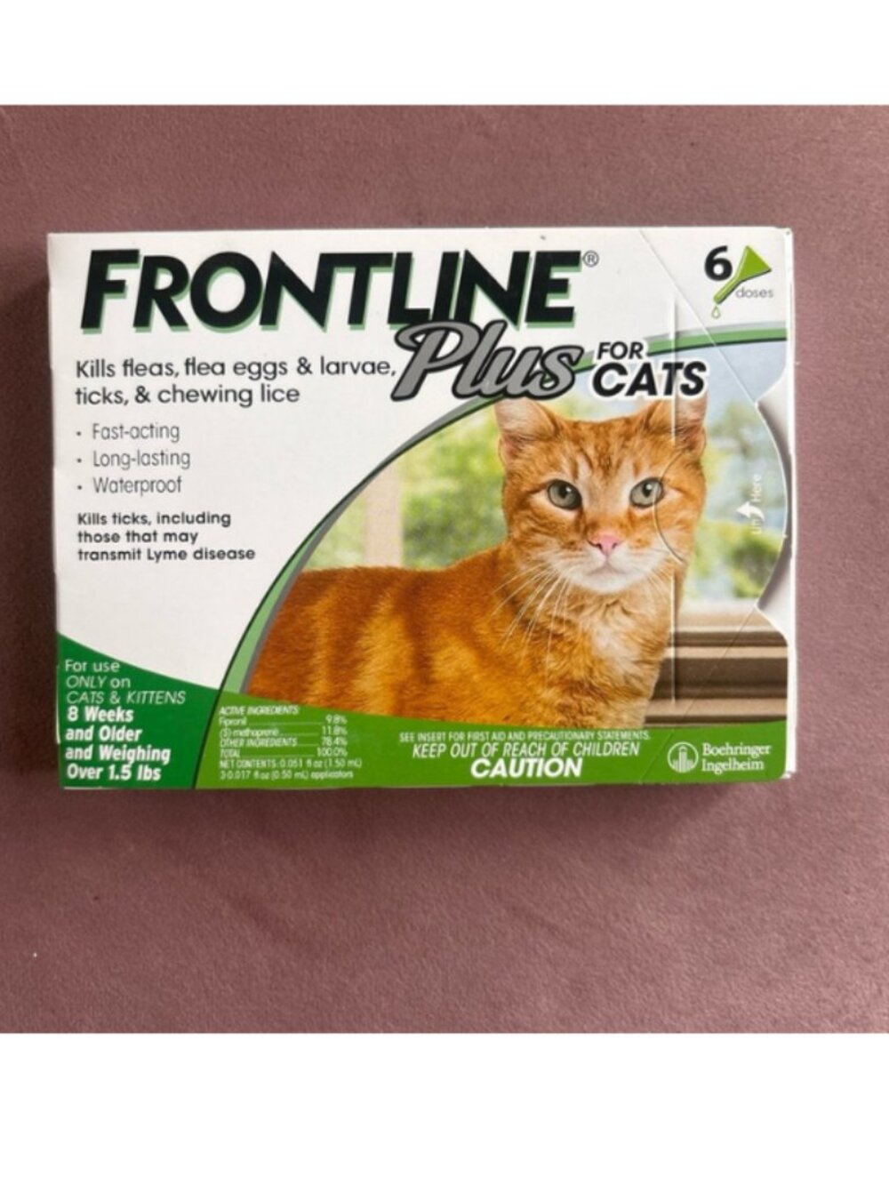 Frontline Plus Flea & Tick Treatment for Cats 6 Doses (Over 1.5 lbs)
